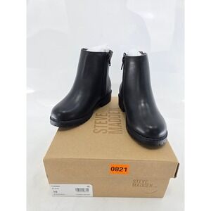 Steve Madden Tkarra Ankle Boots Kids Size 10 Black Lace Up Side Zip - New